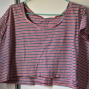 American Apparel Red White & Blue Striped Crop Top